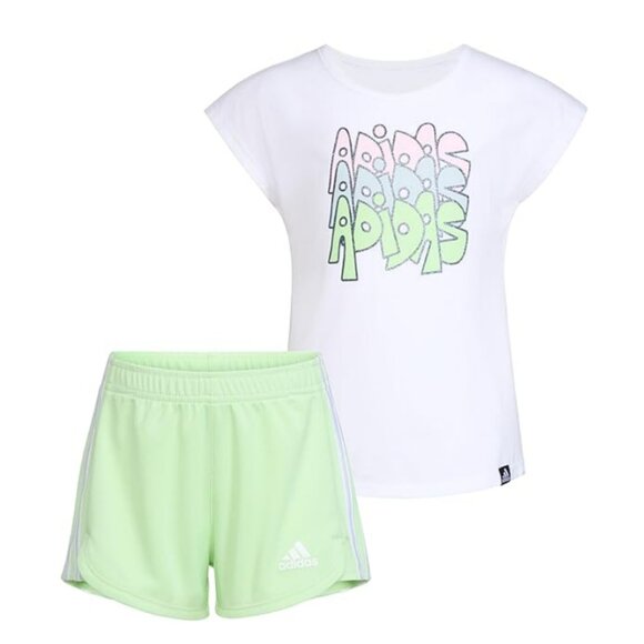 Adidas Girls' Graphic T-Shirt and Gym Shorts Set Size 6 - Picture 1 of 11